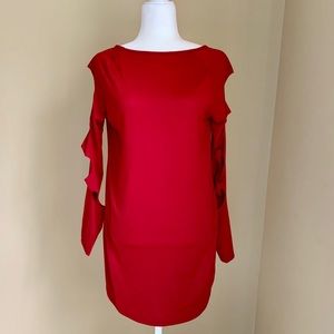 Cut Out Long Sleeve Red Top, Size Small